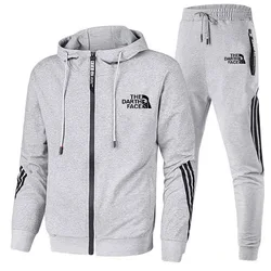 2024 new sports two-piece men's hoodie with fashionable print, suitable for outdoor travel and exercise at home, cool