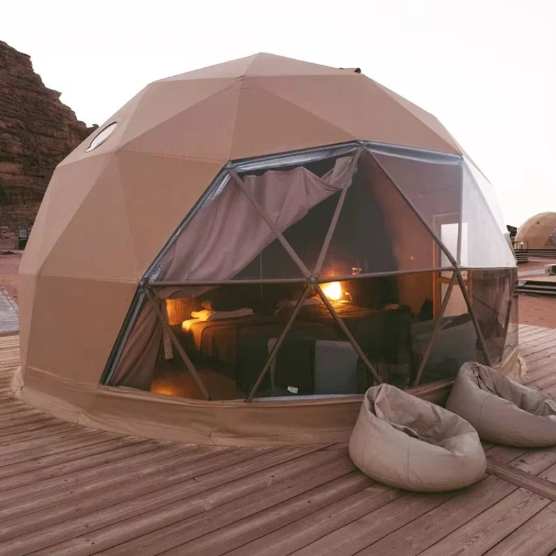 Luxury 6m Transparent PVC Garden Hotel Igloo Glamping House Geodesic Dome Tent