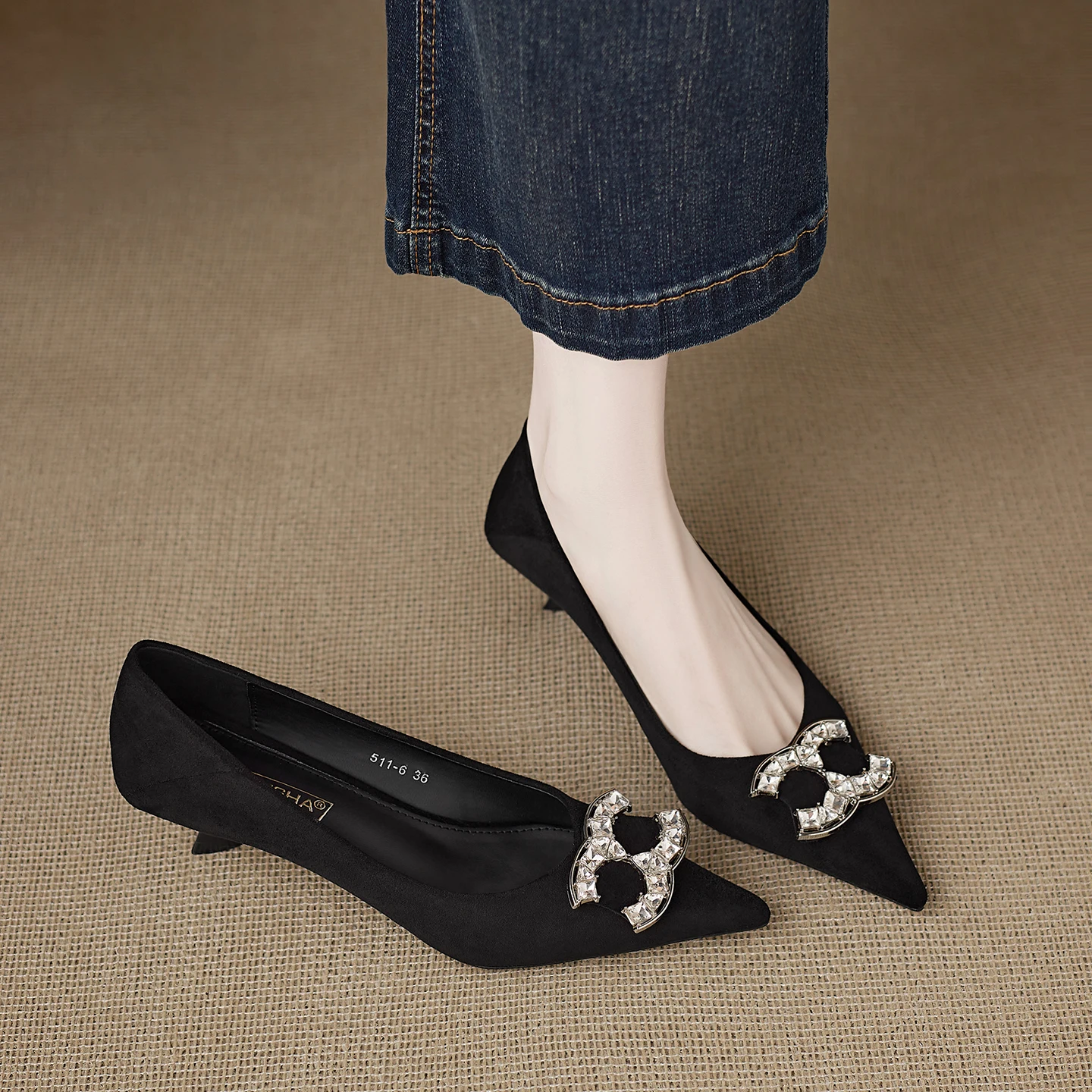 water-diamond-women's-high-heels-thin-heel-comfortable-slip-on-spring-summer-new-beautiful-shoes-soft-leather-inner-material