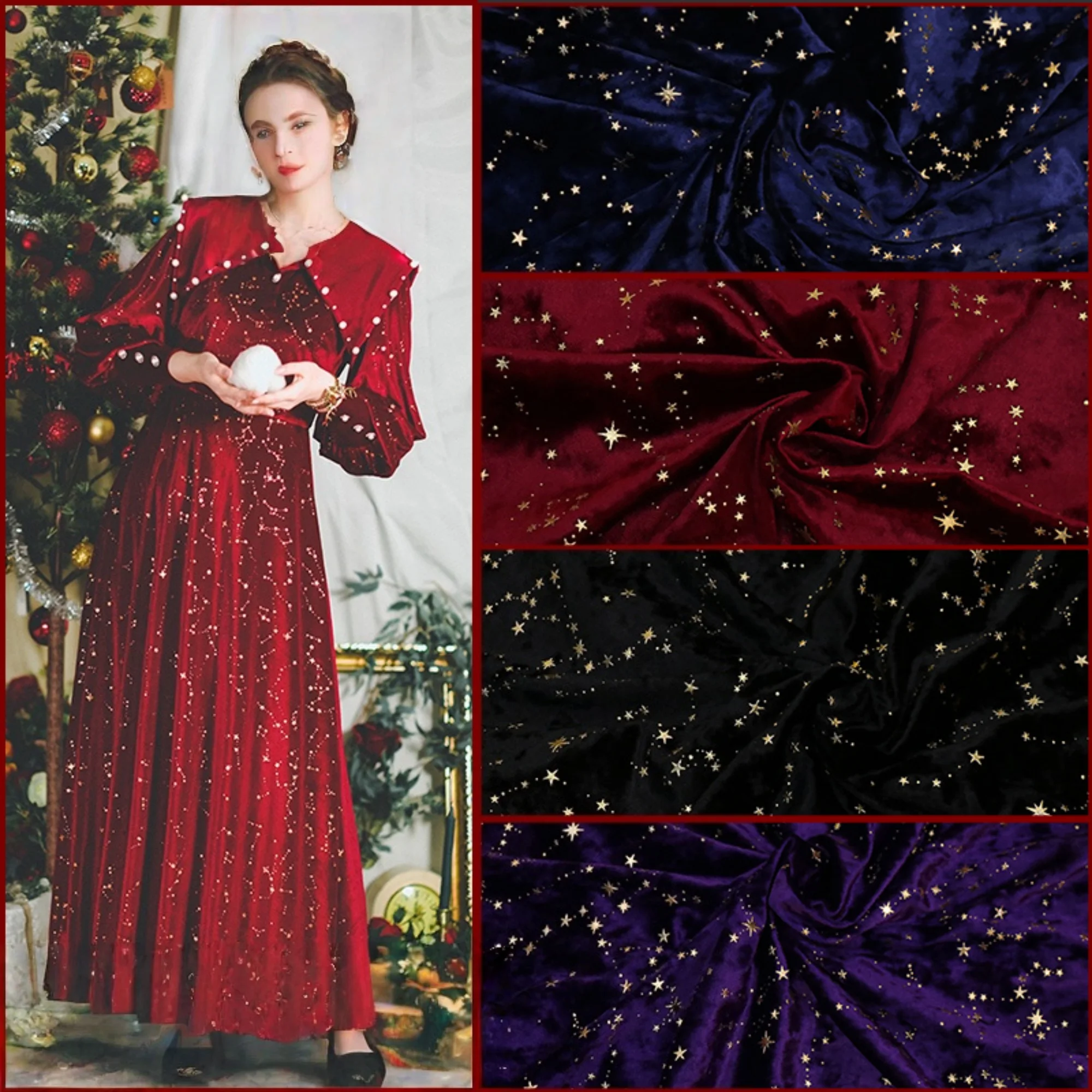 

50x145 cm star velvet fabric,Multi-color iron-on star fabric,for DIY dress