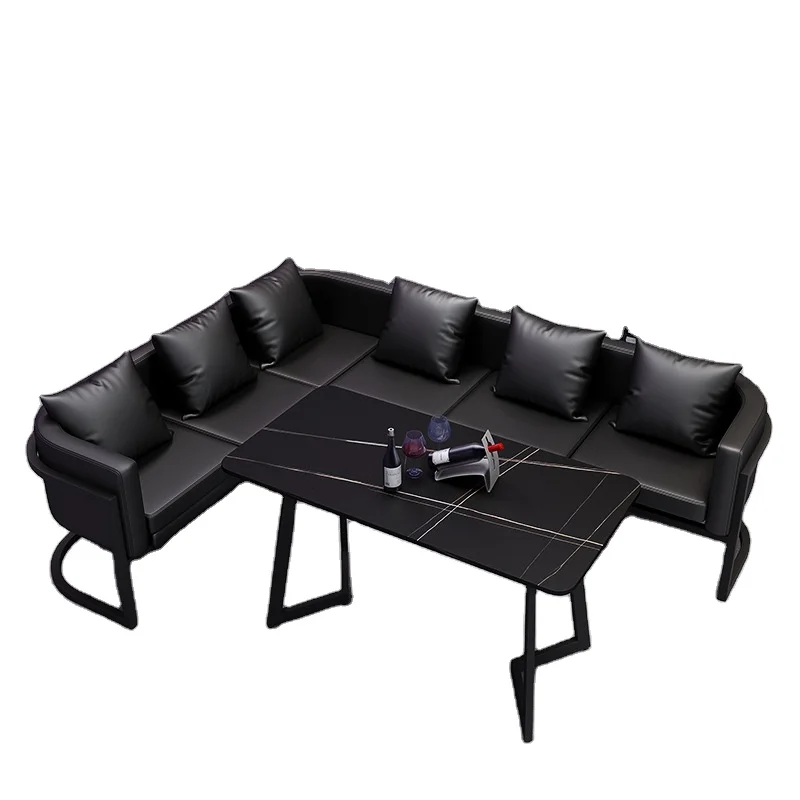 Cheap Black Leather VIP Sofa Commercial Use Sexy Booth Couches Lounge Furniture Strip Bar Nightclub Night Club Restaurant Wood