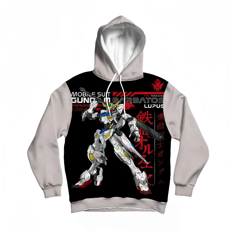 

Gundam аниме мужская толстовка с 3D принтом Gundam Barbatos Lupus дизайн персонажа для любителей аниме уникальная стильная удобная толстовка