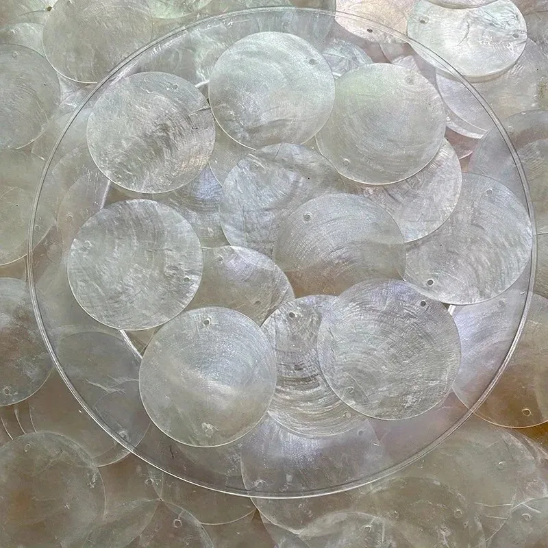 2026-latest models round capiz shells with holes round natural shell white shells for wind chimes jewelry making home decor