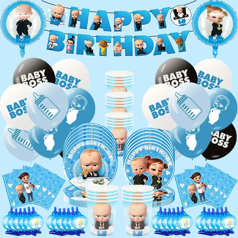 Birthday Party Decoration Bossed Baby Birthday Party Decoration  Party Supply Tableware Set Plate Cup Napkin Tablecloth Balloon