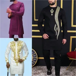 African Clothes for Men Printed Long-sleeved Tops Pants 2PCS Suit Sets Ethnic Casual Outfits African Traditional Clothes Wedding