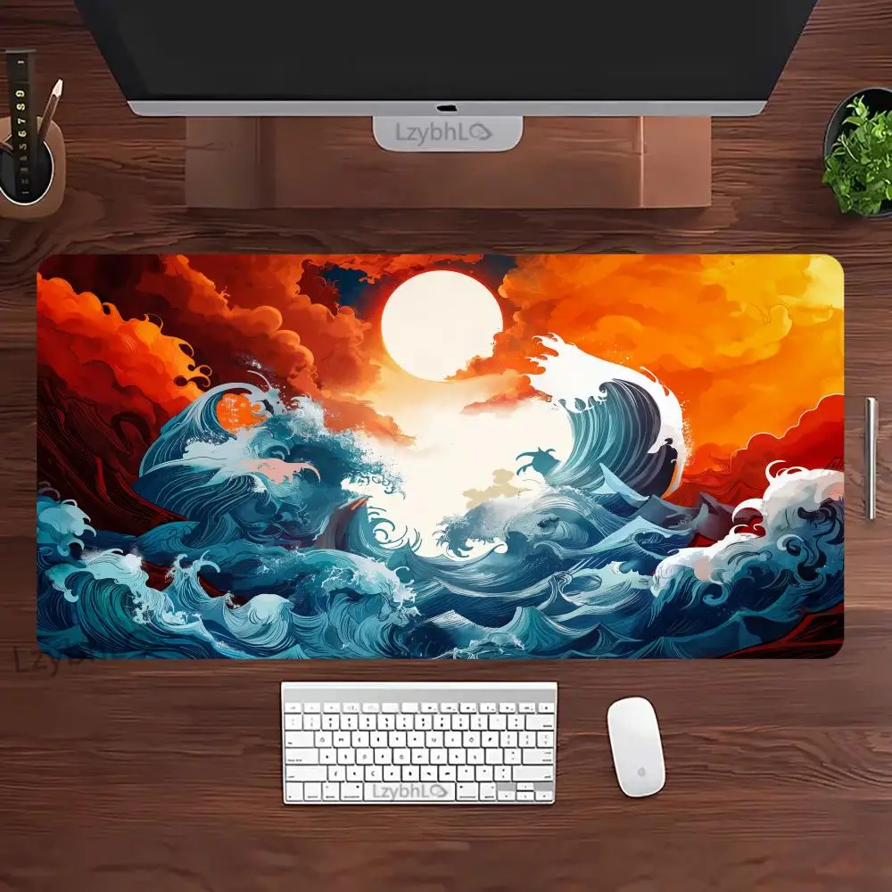 لوحة ماوس على شكل قمر بمناظر طبيعية كبيرة لوحة ماوس ألعاب مطاطية مضادة للانزلاق مقاس XXL ملحقات كمبيوتر مكتبية للألعاب حصيرة مكتبية ممتدة #3