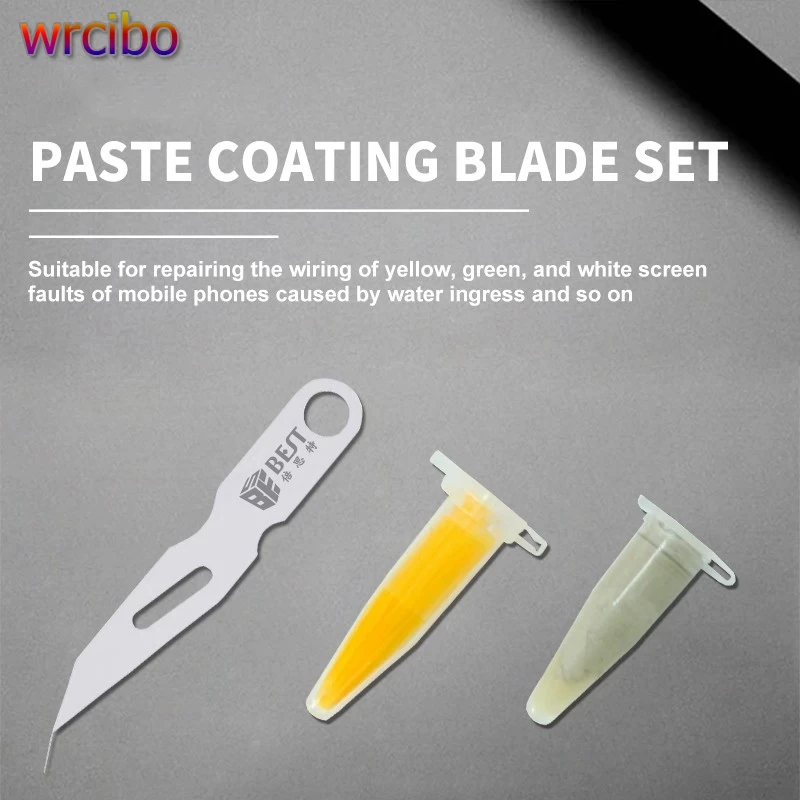 

BST-67 + нанопроводящая серебряная паста, набор лезвий с наконечником 0,01 мм для iPhone, инструменты для ремонта сенсорного экрана, зеленый/желтый экран