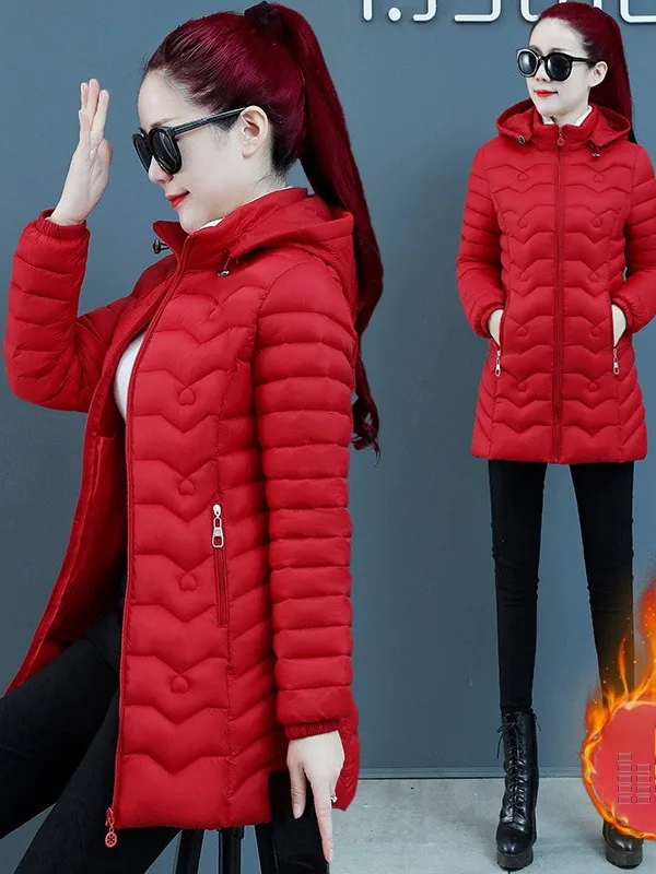 

Модная женская демисезонная куртка средней длины из хлопка с наполнителем, приталенного кроя, больших размеров, универсальная, осенне-зимняя, трендовая