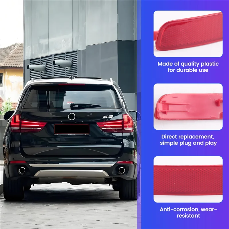 

1 пара отражателя заднего бампера автомобиля, накладка 63147847591 63147847592 для BMW X5 F15 2012-2016, боковая сигнальная лампа, пластина