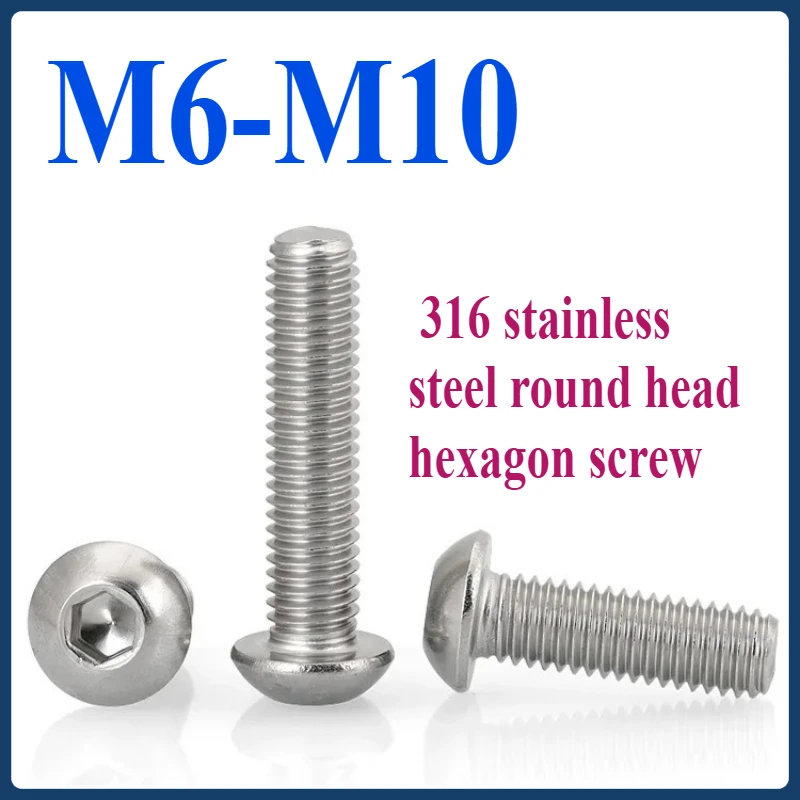 

M6-M10 316 stainless steel round head hexagon screw