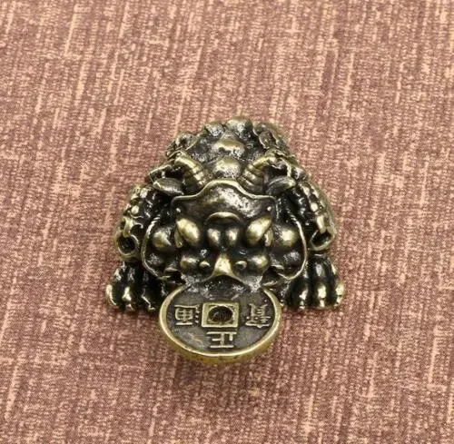 Rare Chinese Old Brass Handmade Statue Casting Toad Collectable