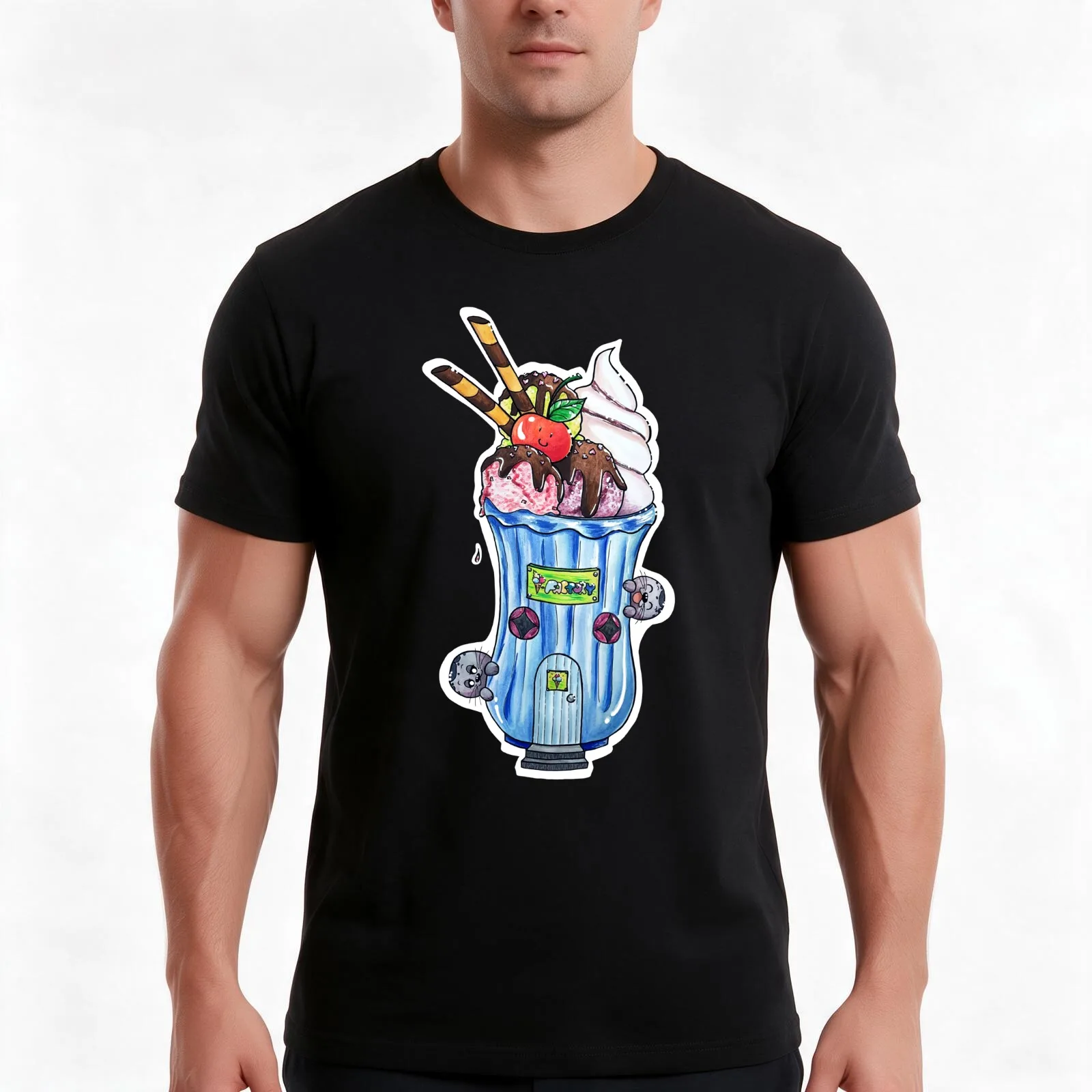 Seals playing at Ice Cream Factory T-Shirt, Summer Casual Cotton Tee, Oversized Streetwear Tops, Vintage Graphic Print