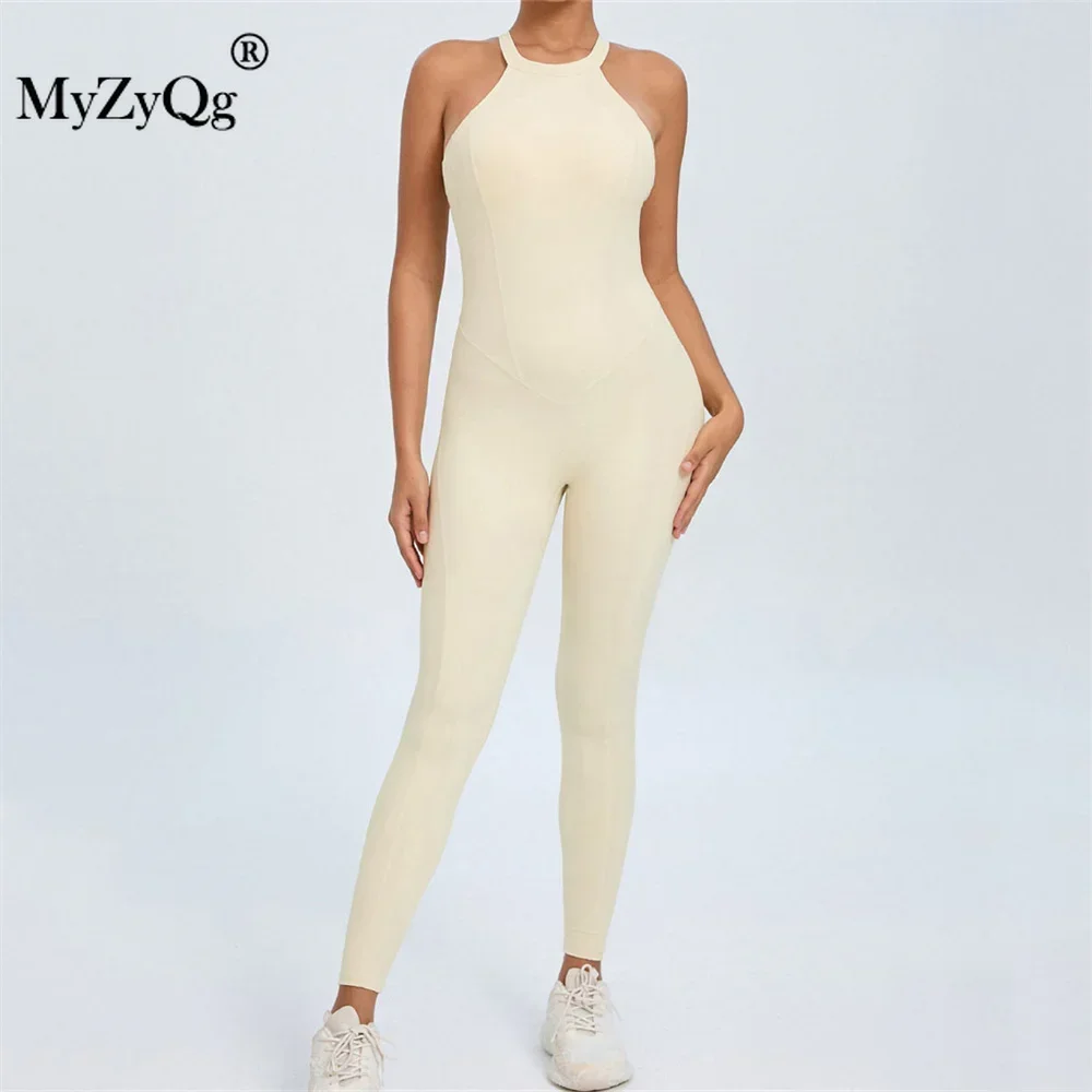 MyZyQg Women Ballet Dance Aerial Back Buckle Yoga Jumpsuit Fitness Sports Peach Butt Tracksuit Bodycon Workout Sportswear