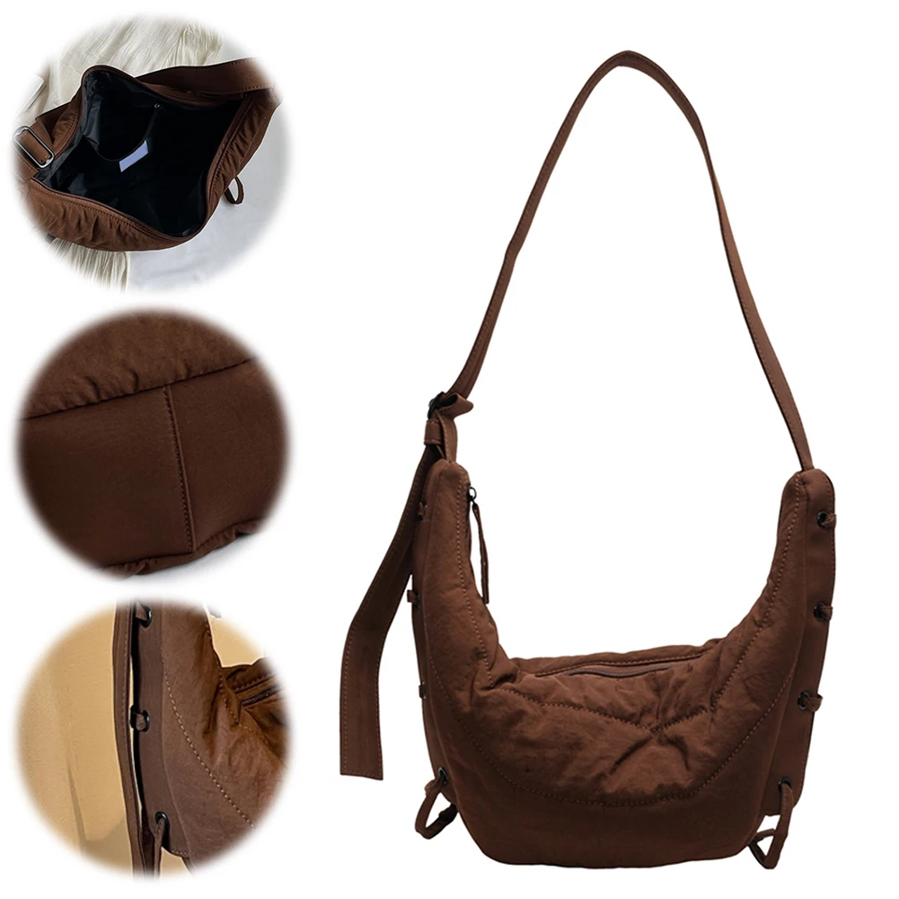 Sac à bandoulière pour femmes et hommes, sacoche à sangle réglable, sac en Nylon solide en forme de croissant, sac pour voyage et Shopping