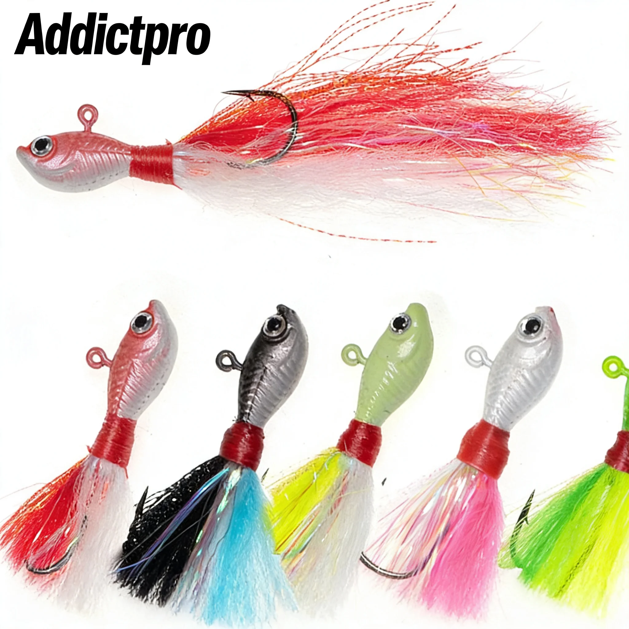 

Addictpro 6pcs 10g Jig Head Hooks 3D Eyes Bait Fishing Lures for bass Pike carp Fishing Gear Saltwater