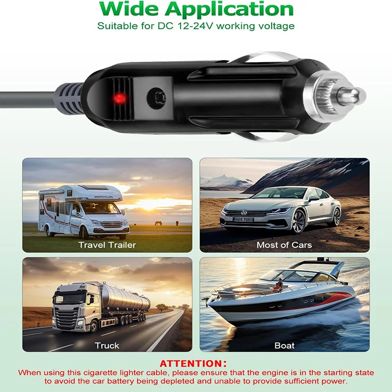 DC power cord cigarette lighter compatible with Starlink mini waterproof car adapter with 10 and 16.4FT cables