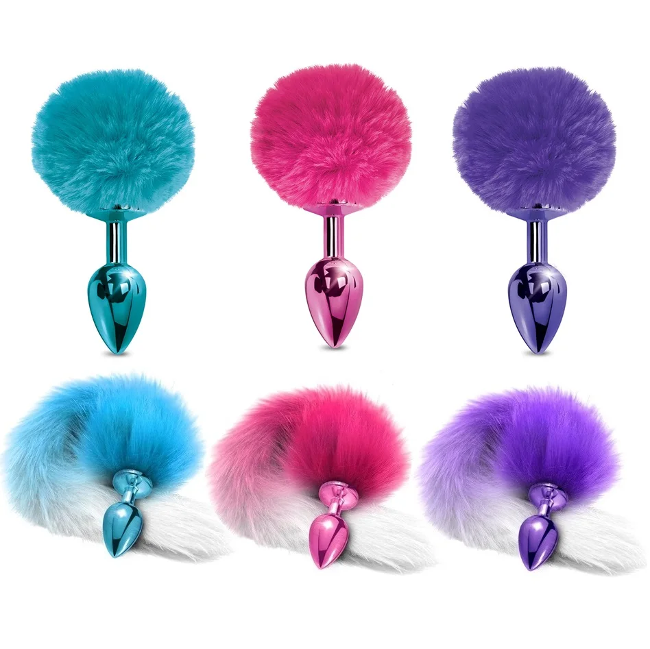 Fox Tail Small Medium Large Butt Plug Set Metal Bunny Tail Anal Plug Jewelry Steel Anal Sex Toy Trainer Exotic Dildo Cosplay