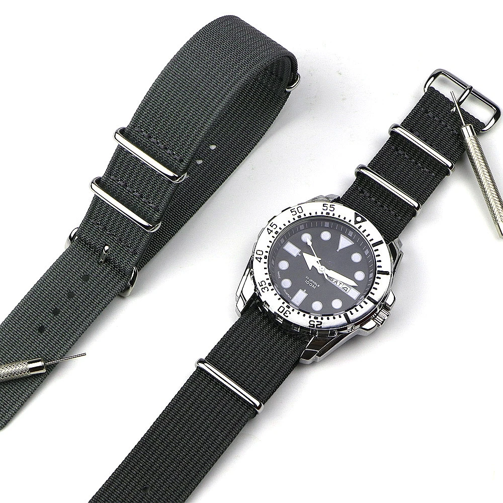 Nylon-Uhrenarmband, geripptes Armband, 16 mm, 18 mm, 19 mm, 20 mm, 22 mm, 24 mm, Ersatz für Militär-Ballistikgewebe, Premium-Uhrenarmband-Zubehör – Detail 5