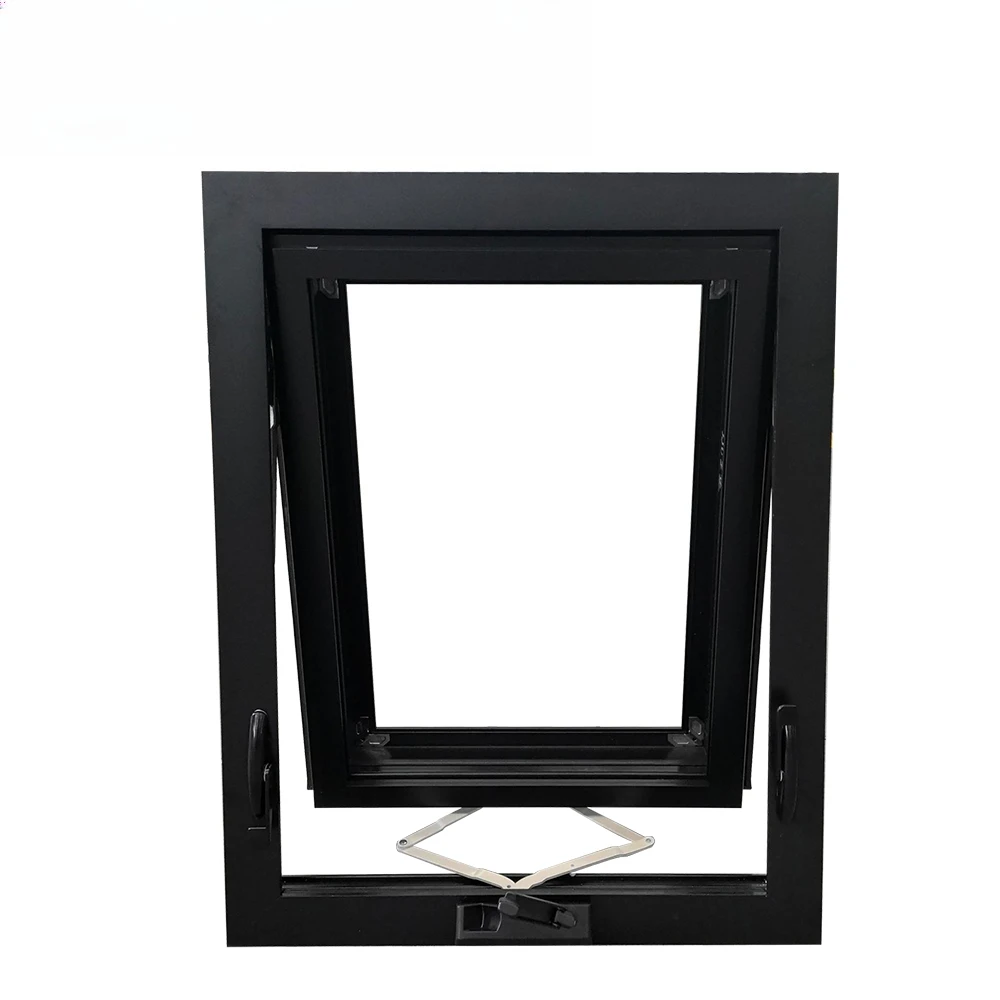 Superhouse American Modern Design NFRC Custom Size Tempered Glass Black Aluminum Crank Sunshade Window