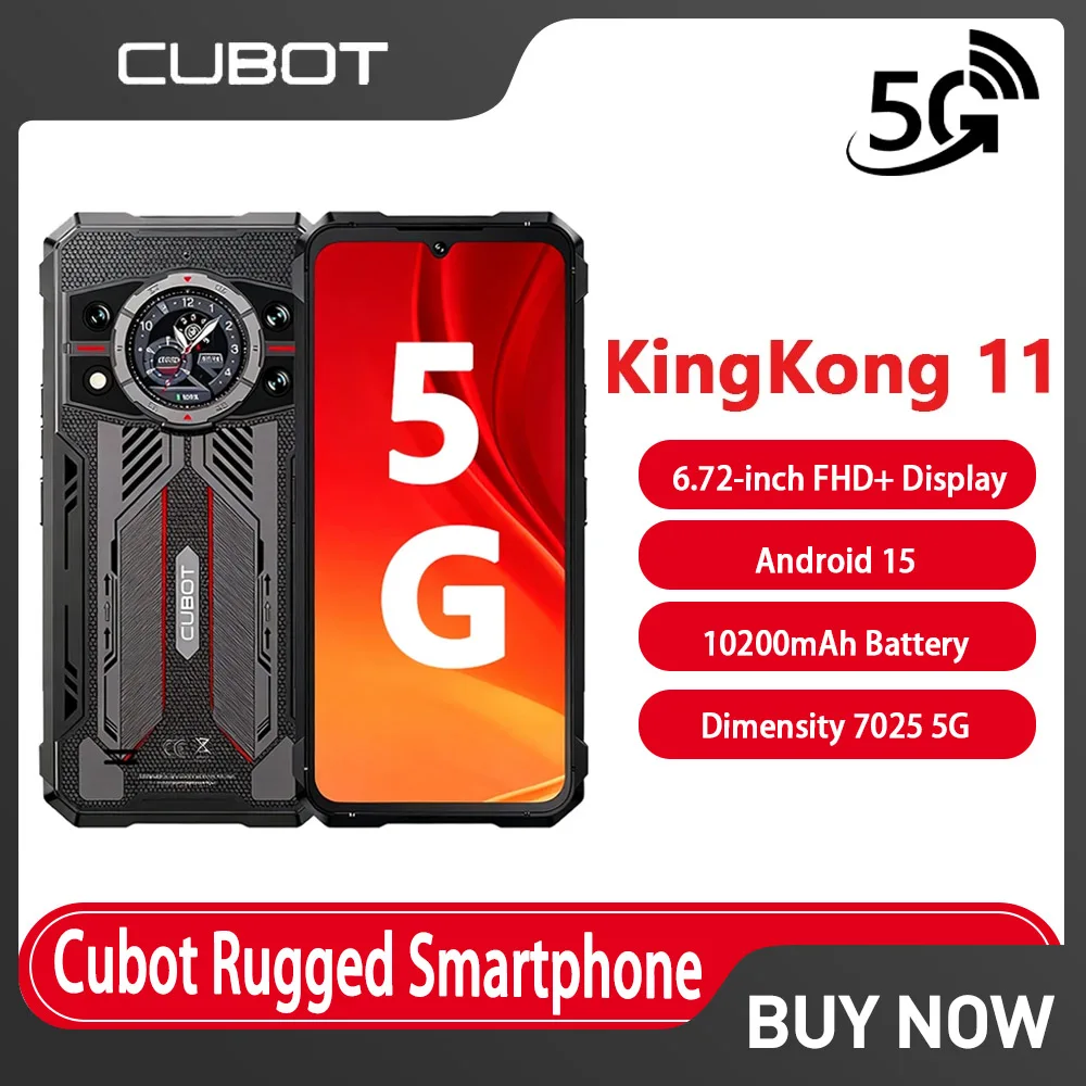 5G Rugged Phone Cubot Kingkong 11,MTK7025,6nm Chip 10200mAh 16GB+256GB Mobile Phone 1.45