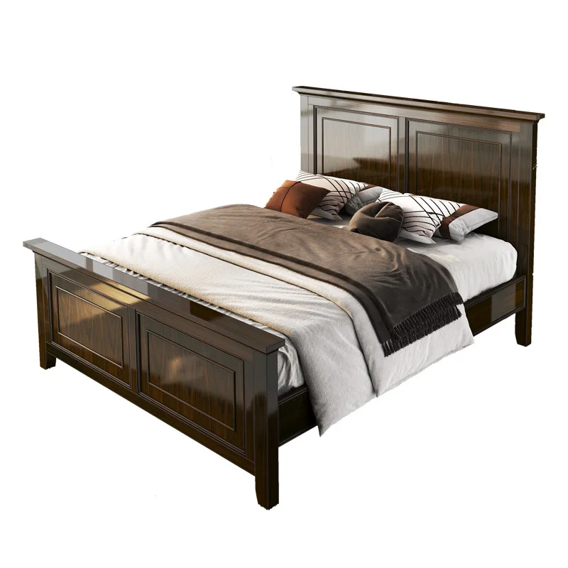 

Red oak, American style, solid wood bed, simple, light luxury, second bedroom