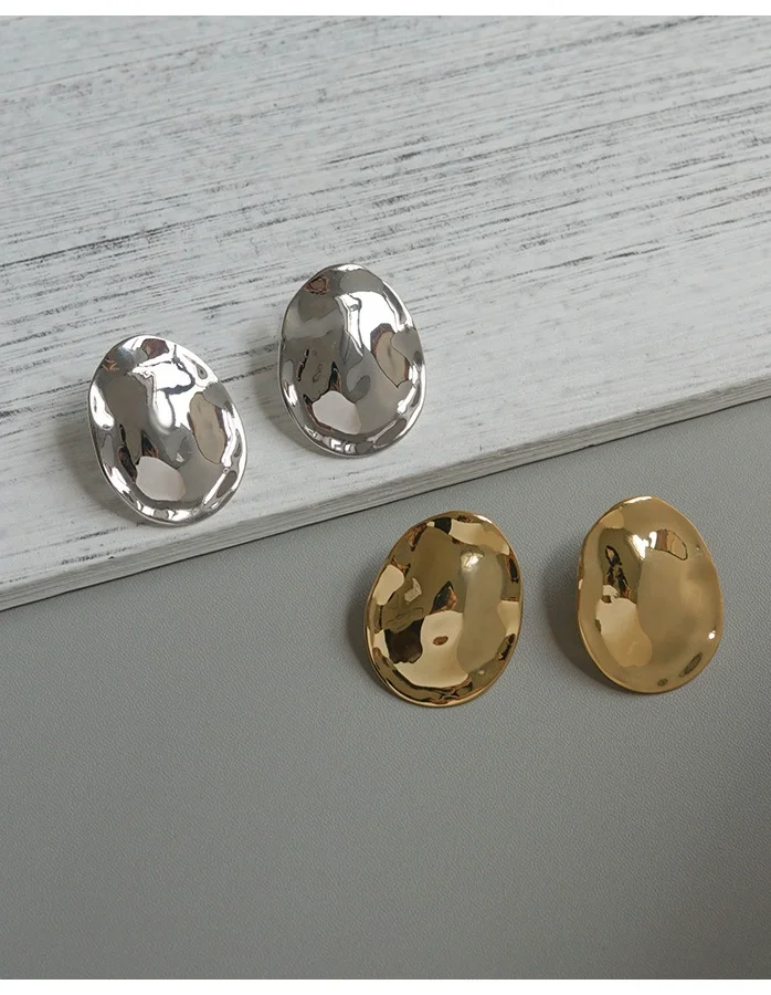 

Brass Geo Rugged Stud Earrings Women Jewelry Punk Party T Show Gown Runway Korean Japan INS