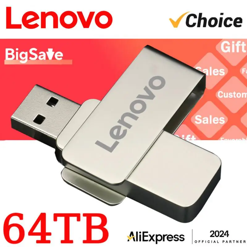 Lenovo 64TB USB Flash Drive U Disk Type-C Interface High Speed Transfer 8TB Large Capacity Metal Pendrive USB Stick For Laptop