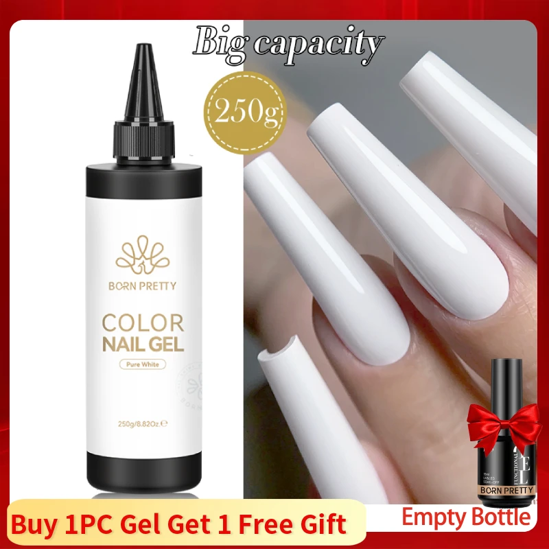 BORN PRETTY 250 g Milky White Jelly Nude Gel-Nagellack, nachgefüllte Verpackung, durchscheinendes, klares, semi-permanentes Soak-Off-UV-Gel