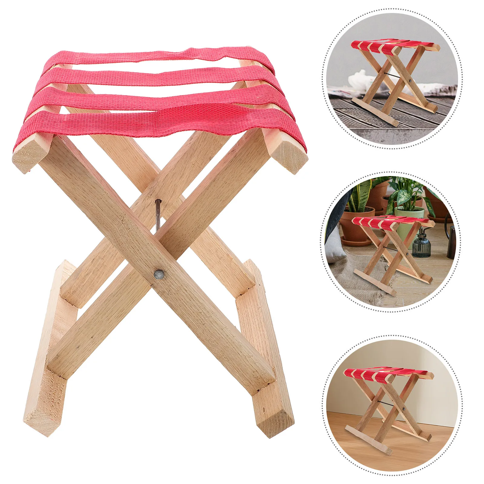 

Portable Wooden Folding Stool Outdoor Collapsible Bench Compact Multi-Purpose Fishing Camping Garden Foldable Seat