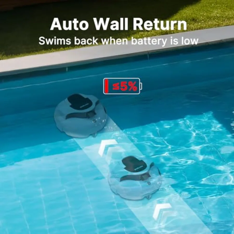 In-Ground Pool Cleaner: Dual Motor Cordless Robotic Vacuum Blue 150 Min Runtime Auto Parking Ultra-Quiet Energy Efficient Light view 5
