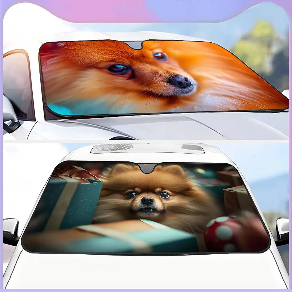 

Солнцезащитный козырек для лобового стекла автомобиля с изображением щенка померанского шпица, аниме-дизайн, милый, 70x130 см, отражатель тепла