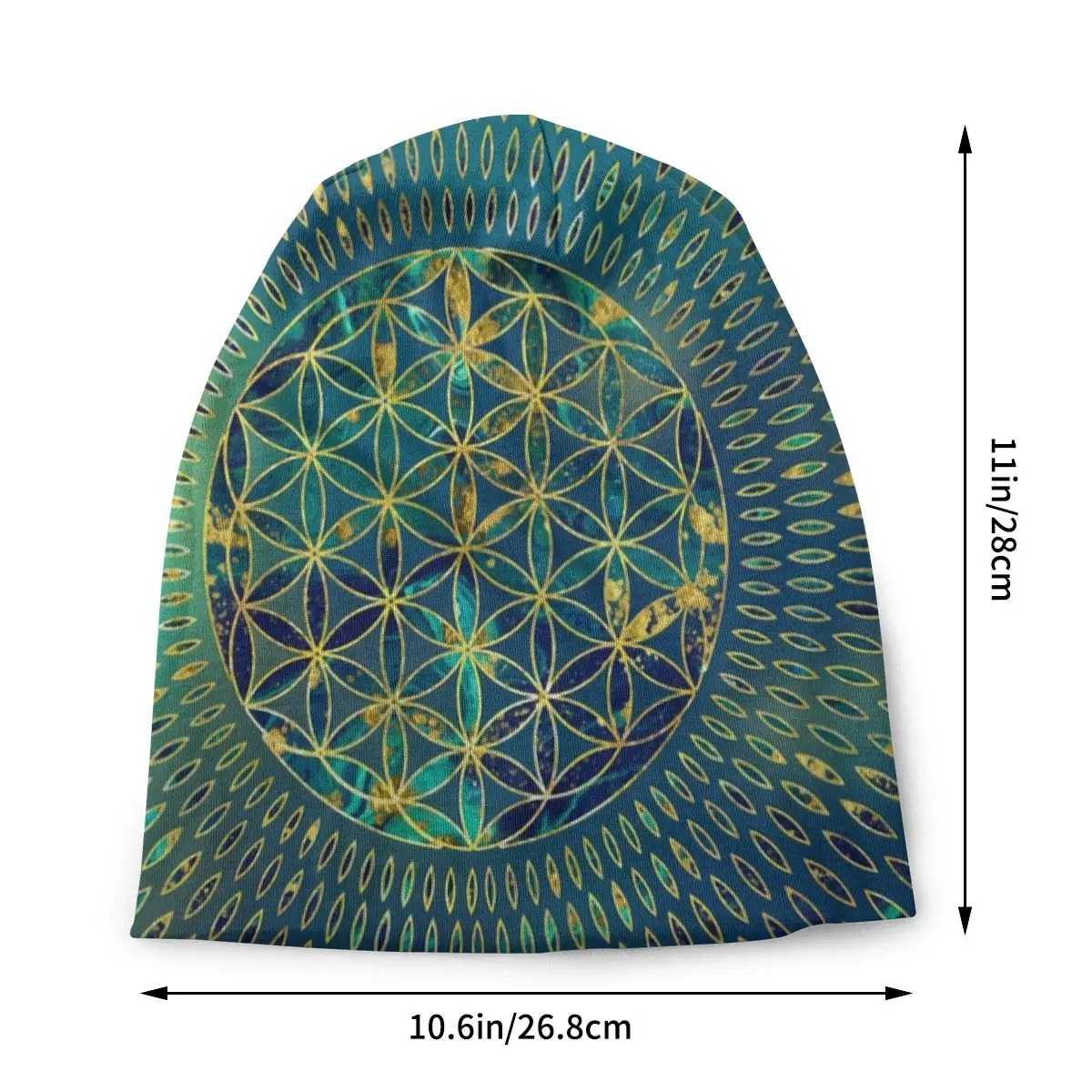 Flower Of Life Marble And Gold Beanies Caps For Men Women Unisex Fashion Winter Warm Knit Hat Adult Mandala Bonnet Hats