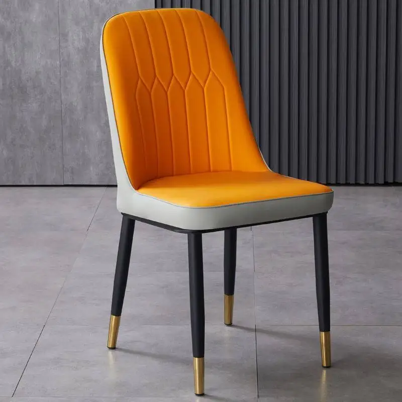 

−xx Free Sample Red Leather Chairs Simple Restaurant Metal Living Room Chairs Home Modern Leather Dinning Chairs&