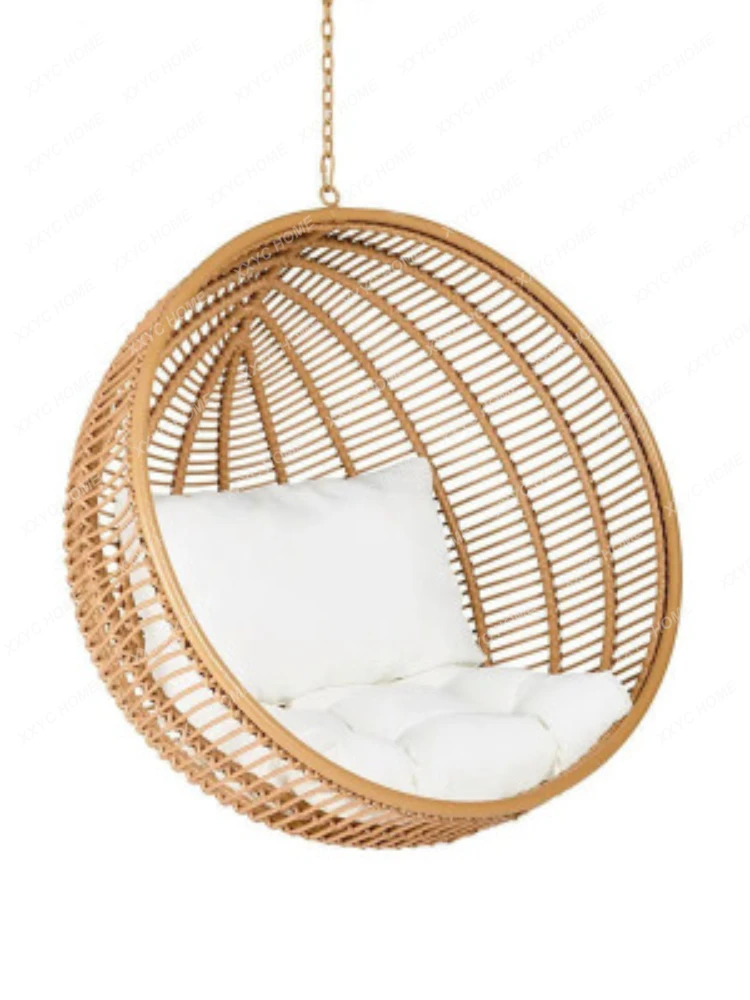 Outdoor to Swing Balcony Rattan Hanging Chair Courtyard Garden Leisure Rattan Woven Cradle Chair Hanging Basket Imported Ratta