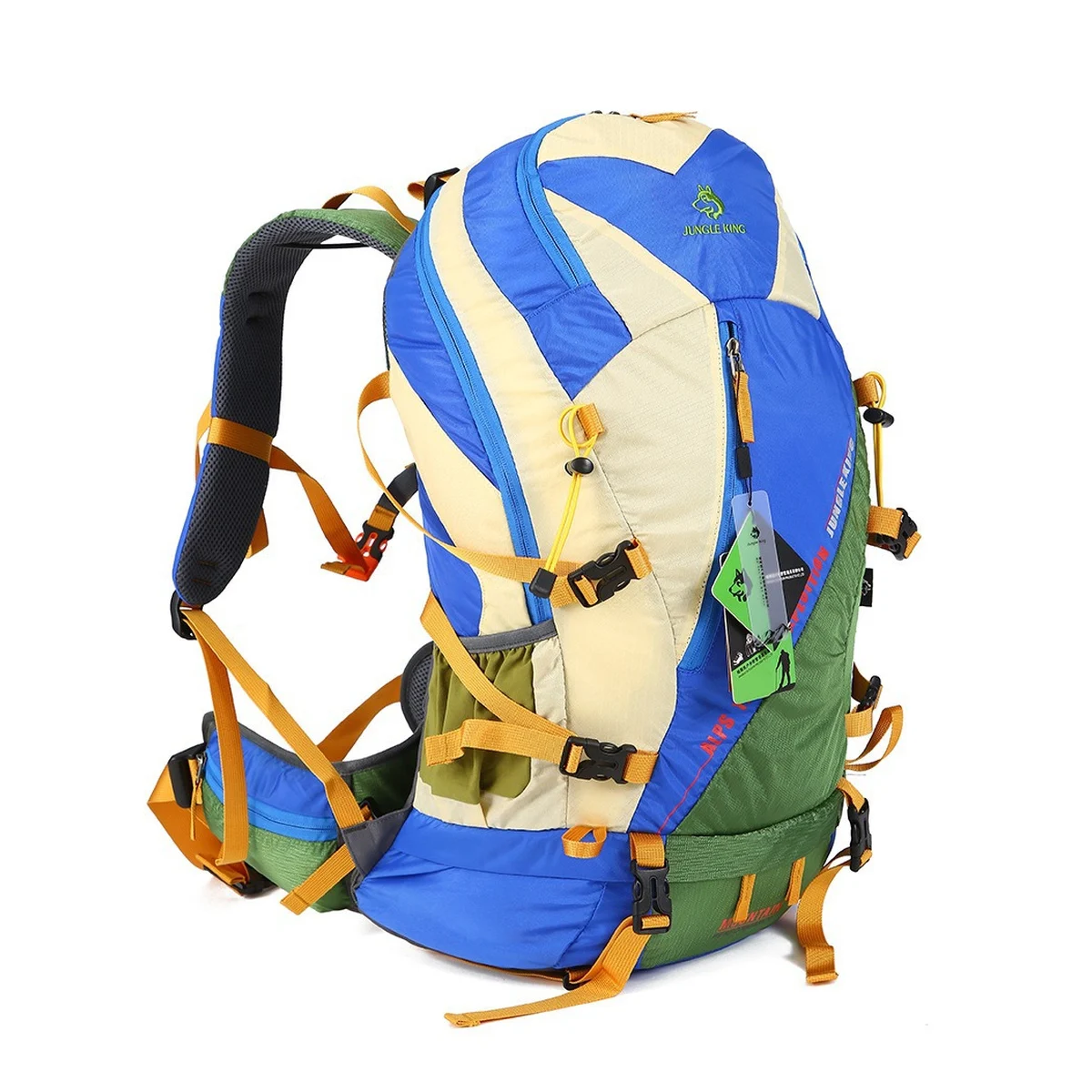 50L Nylon Hiking Backpack Outdoor Trekking Camping Rucksack with Padded Hip Belt Adjustable Straps and Multiple Storage Pockets