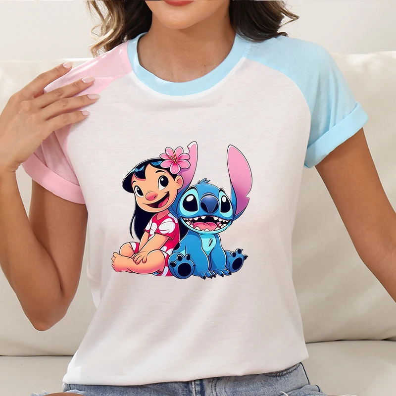 

Women Clothes Stitch Y2k T-shirt Female Clothing Short Sleeve Disney Cartoon Brands Ladies Large Size Tops Tees Trends 2025 New