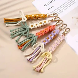 DIY Hand-woven Colorful Daisy Bow Tassel Keychain Ins Cute Bag Charm Pendant Gift For Girlfriends Keychains