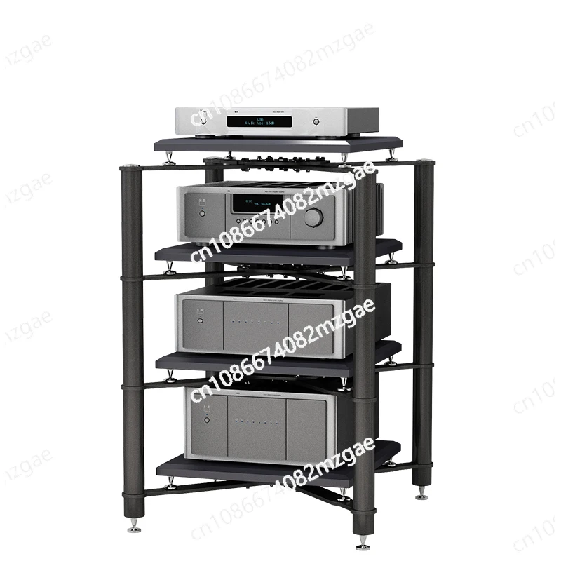 1-4 Layer SUS Frame Audio Rack E0 Panel Amplifier Stand Media Rack with Removable Shock Feet for Home Theater DJ Speakers