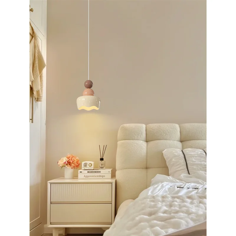 

Cream wind bedroom bedside lamp chandelier modern simple restaurant single head small chandelier