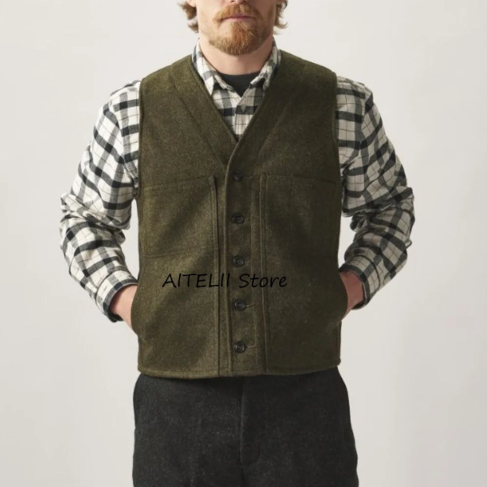 

Мужской жилет с v-образным вырезом, модный костюм, повседневный мужской костюм в стиле стимпанк, однобортный шерстяной тканевый рабочий винтажный костюм в стиле ретро, блейзер, одежда