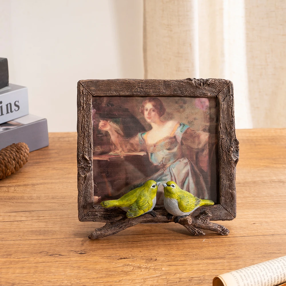 

Bird Photo Frame Display Stand American Style Home Decor for Desktop Bedroom Retro Picture Frame Resin Craft Ornament home decor