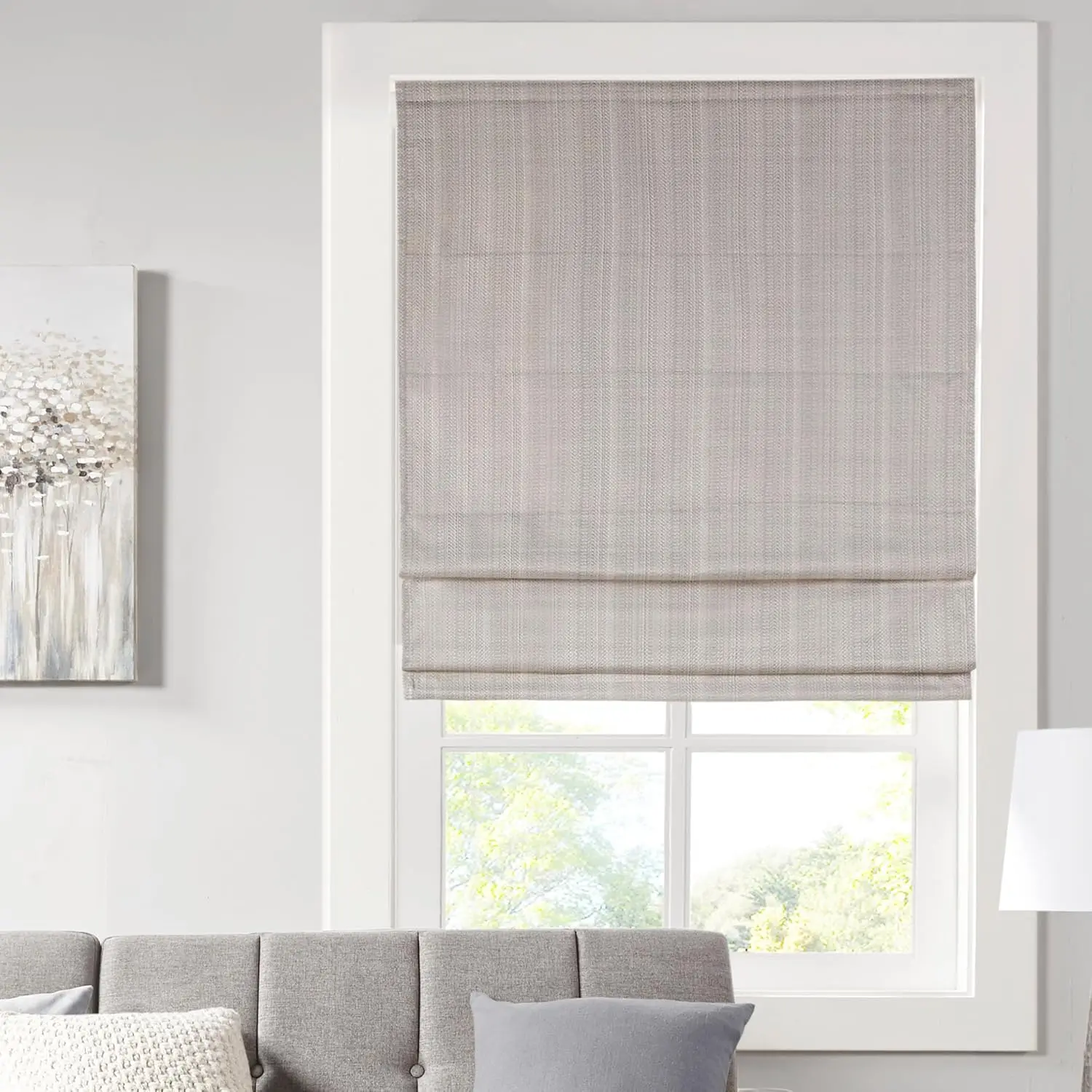 

Cordless Roman Shade, 35"W x 64"H, Taupe – Room Darkening, Thermal Insulated Window Blind with Basketweave Fabric