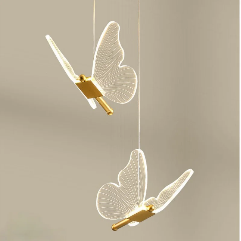 Modern Led Butterfly Pendant Lights for Dining Room Bedroom Bedside Living Room Chandelier Aisle Hanging Lamps Lighting Fixtures