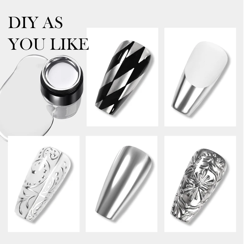 BORN PRETTY 5ml Metallic Painting Gel Polish Super Bright Silver Mirror Gel Sparkling Glitter Soak Off UV LED Gel Nail Art DIY