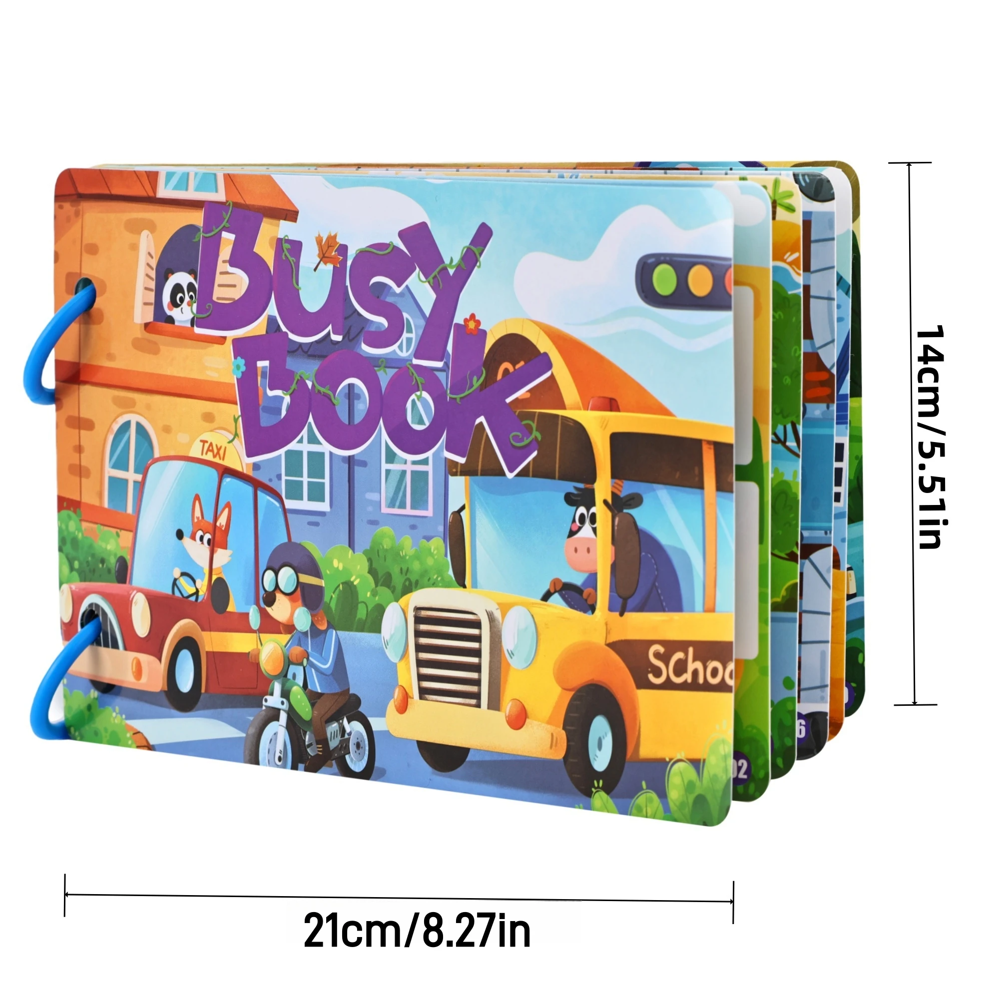 Livro ocupado interativo educacional para educação infantil, livro silencioso com tema de tráfego reutilizável, jogo de quebra-cabeça de correspondência de cores de formato cognitivo de iluminação de veículos, brinquedo diy para cultivar capacidade prática, presente de feriado adequado para meninos e meninas de mais de três anos