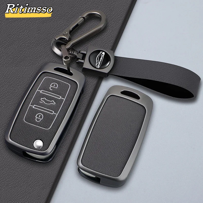 Metal Car Folding Key Case Cover Shell for VW Volkswagen Polo Tiguan Passat B5 B6 B7 Golf 4 5 6 MK6 Jetta Lavida Car Accessories