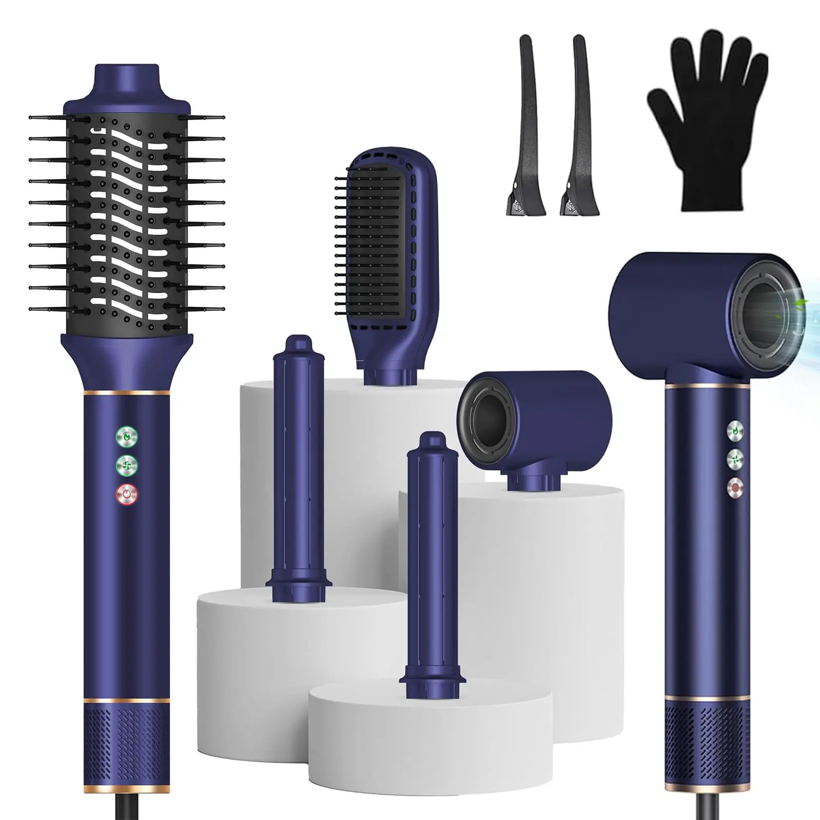 5-in-1 High-Speed 1300W Hot Air Brush Advanced 110000 RPM Negative Ionic Technology 3 Temps 3 Speeds Multi Styler Hair Dryer Air