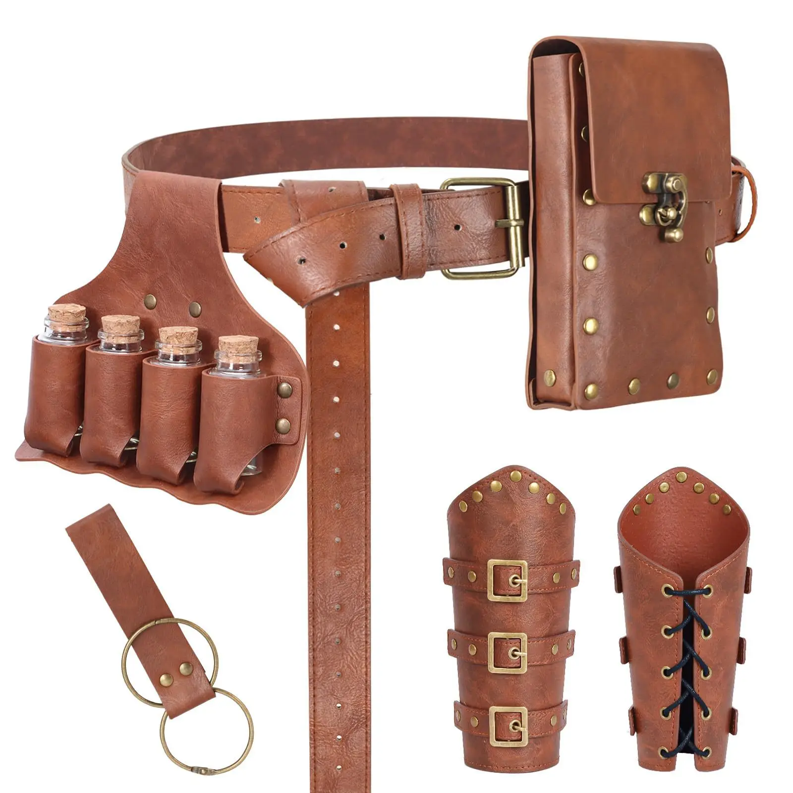 Adjustable Retro Medieval Belt Set Waist Pouch Viking-Style Retro Coin Purse Cosplay and Halloween Costume Accessory - view 2
