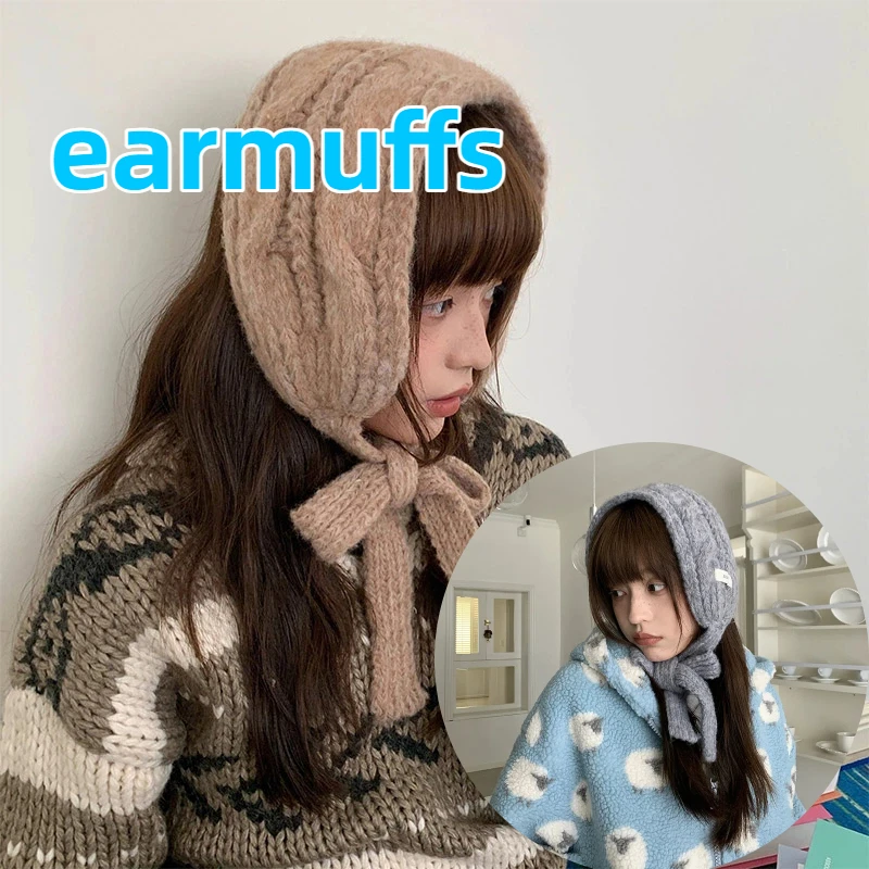 

Корейские витые вязаные наушники с повязкой на голову, зимние утолщенные теплые наушники, универсальные женские наушники для езды на велосипеде, зимние аксессуары