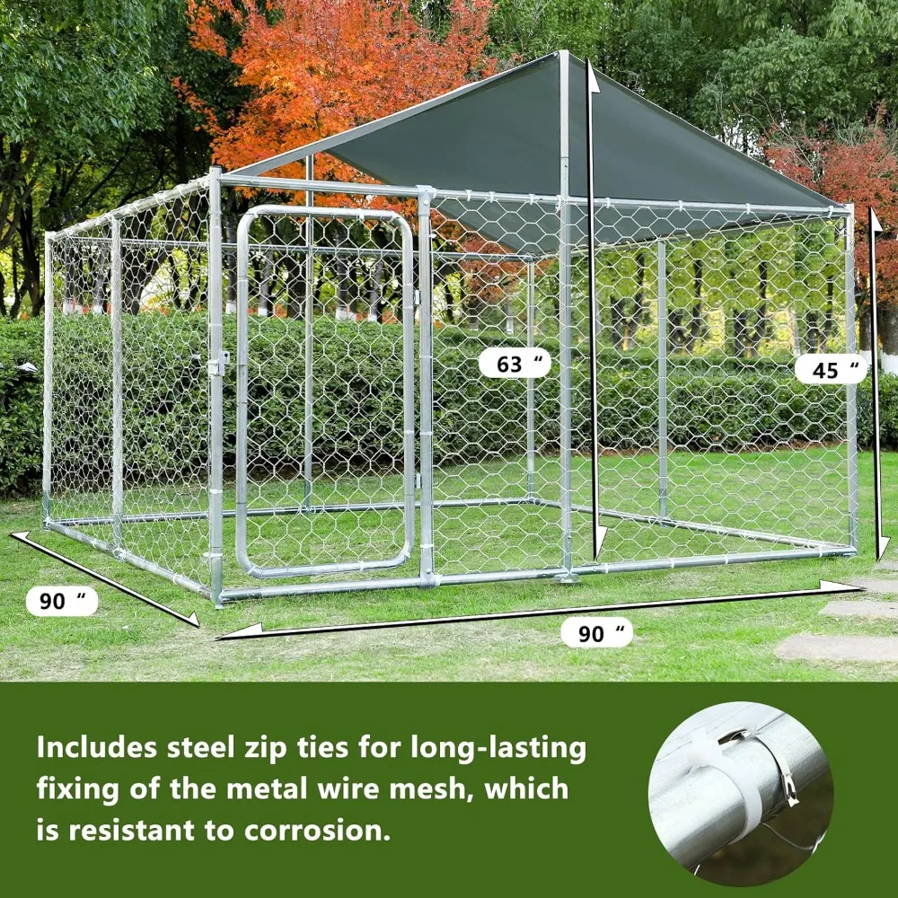 Outdoor Dog Kennels for Large Dogs with Roof Heavy Duty Metal  Enclosures for Outside Large Dog House Cage Dog Pen Fence